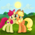 Size: 1400x1400 | Tagged: safe, artist:mlplary6, apple bloom, applejack, earth pony, pony, g4, adorabloom, apple sisters, applejack's hat, bow, cloud, cowboy hat, cute, duo, female, hair bow, hat, hug, jackabetes, looking at each other, looking at someone, mare, older, older apple bloom, sibling love, siblings, sisters, sky, smiling, smiling at each other, sun