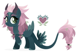 Size: 1920x1317 | Tagged: safe, artist:kabuvee, oc, oc:thornheart, pegasus, pony, female, horns, mare, quadrupedal, simple background, solo, tail wings, transparent background