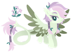 Size: 1920x1280 | Tagged: safe, artist:kabuvee, oc, oc:fragrant magnolia, pegasus, pony, female, horns, mare, quadrupedal, simple background, solo, tail wings, transparent background