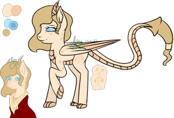 Size: 4743x3227 | Tagged: safe, artist:thecommandermiky, oc, oc only, oc:artura, dragon, hybrid, pegasus, pony, accessory, blue eyes, cape, clothes, female, hoof claws, horn, hybrid oc, mare, pegasus oc, reference sheet, simple background, solo, transparent background, yellow mane