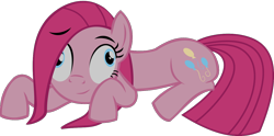 Size: 1350x667 | Tagged: safe, artist:retroponybro, pinkie pie, earth pony, pony, g4, crazy face, derp, faic, female, full body, insanity, long mane, lying down, mare, pinkamena diane pie, simple background, solo, transparent background, vector
