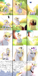 Size: 1280x2550 | Tagged: source needed, safe, artist:kidaoriginal, edit, derpy hooves, princess luna, alicorn, pegasus, pony, comic:derpy - the creator of dreams, g4, abstract, abstract art, alicornified, close-up, clothes, comic, crown, crying, cute, daaaaaaaaaaaw, derp, derpicorn, eyes closed, flower, flying, full comic, glowing, glowing horn, grass, happy, hitting, hoof shoes, horn, jewelry, lidded eyes, looking at something, looking down, looking up, magic, modern art, music notes, necklace, open mouth, open smile, princess derpy, race swap, reaching, regalia, running, shadow, shoes, sitting, smack, smiling, tears of pain, teary eyes, teleportation, transformation, tree, underhoof, vibe check, walking