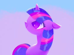 Size: 1012x748 | Tagged: safe, artist:shugrcube, twilight sparkle, pony, unicorn, g4, floppy ears, gradient background, solo, unicorn twilight