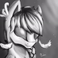 Size: 2443x2455 | Tagged: safe, artist:minckies, oc, oc only, earth pony, pony, bust, earth pony oc, grayscale, high res, monochrome, signature, solo