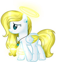 Size: 2389x2604 | Tagged: safe, artist:angellightyt, oc, oc only, oc:angel light, pegasus, pony, base used, colored wings, ear piercing, eyelashes, female, halo, high res, jewelry, mare, necklace, pegasus oc, piercing, simple background, smiling, solo, transparent background, two toned wings, wings