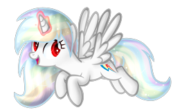 Size: 1795x1141 | Tagged: safe, artist:angellightyt, oc, oc only, oc:white rainbow, alicorn, pony, alicorn oc, base used, eyelashes, flying, glowing, glowing horn, horn, multicolored hair, rainbow hair, simple background, smiling, solo, transparent background, wings