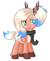 Size: 969x1167 | Tagged: safe, artist:angellightyt, oc, oc only, oc:flower blossom, deer, pegadeer, pony, base used, clothes, colored wings, scarf, simple background, smiling, solo, transparent background, two toned wings, unshorn fetlocks, wings