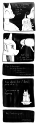 Size: 800x2665 | Tagged: safe, artist:darkhestur, oc, oc:dark, black and white, comic, dialogue, grayscale, monochrome, multiple ponies, speech bubble, strip, talking, text, vent art