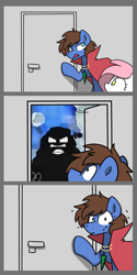 Size: 1500x3000 | Tagged: safe, oc, oc:bizarre song, oc:sugar morning, pegasus, pony, comic, door, laughing, mashed, mei, meme, nervous, overwatch, pegasus oc, ponified meme, smg4, sweat, tumblr goes to 4chan