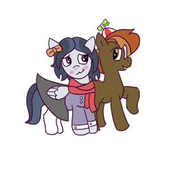 Size: 700x700 | Tagged: safe, artist:wanda, button mash, rumble, earth pony, pegasus, pony, g4, colt, colt on colt, crossdressing, duo, duo male, foal, foalcon, gay, male, pony on pony action, ship:rumblemash, shipping, simple background, transparent background