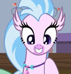Size: 370x386 | Tagged: safe, screencap, silverstream, classical hippogriff, hippogriff, g4, school raze, season 8, cropped, cute, diastreamies, female, happy, jewelry, smiling, solo