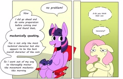 Size: 3767x2408 | Tagged: safe, artist:balileart, fluttershy, twilight sparkle, alicorn, pegasus, pony, g4, comic, controller, dialogue, duo, gamecube controller, high res, sitting, speech bubble, super smash bros., sweat, sweatdrop, twilight sparkle (alicorn)