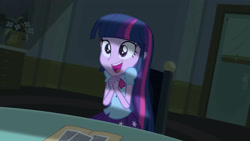 Size: 3072x1727 | Tagged: safe, screencap, twilight sparkle, human, equestria girls, g4, my little pony equestria girls, canterlot high, cute, female, open mouth, open smile, smiling, solo, twiabetes