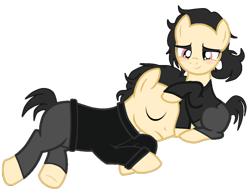 Size: 1024x777 | Tagged: safe, artist:edy_january, edit, vector edit, earth pony, pony, g4, andrew graves, ashley graves, base used, brother and sister, clothes, female, goth, gothic, long pants, male, pants, shipping, short pants, siblings, simple background, sweater, the coffin of andy and leyley, transparent background, vector
