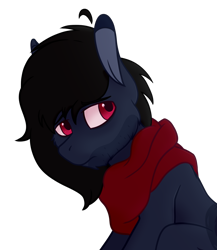 Size: 984x1136 | Tagged: safe, artist:thatonefluffs, oc, oc only, oc:midnight travels, pony, beard, clothes, facial hair, kinsona, looking away, scarf, shading, simple background, solo, transparent background