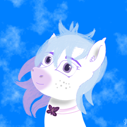 Size: 1280x1280 | Tagged: safe, artist:melody<3, oc, pony, female, freckles, looking at you, simple background, solo