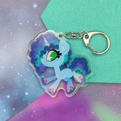 Size: 400x400 | Tagged: safe, artist:spacekitsch, misty brightdawn, pony, unicorn, g5, coat markings, cute, female, freckles, irl, keychain, mare, merchandise, mistybetes, pale belly, photo, selling, socks (coat markings), solo, unshorn fetlocks