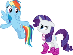 Size: 3997x3000 | Tagged: safe, artist:cloudy glow, rainbow dash, rarity, pegasus, pony, unicorn, g4, the end in friend, .ai available, boots, duo, high res, hoof boots, shoes, simple background, transparent background, vector