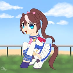 Size: 1280x1280 | Tagged: safe, artist:gecat333, earth pony, pony, anime, clothes, crossover, dress, female, ponified, skirt, solo, tokai teio, uma musume pretty derby