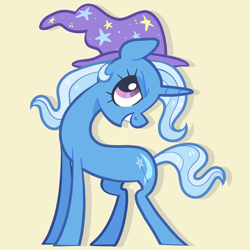 Size: 5000x5000 | Tagged: safe, artist:pilesofmiles, trixie, pony, unicorn, g4, clothes, female, hat, mare, simple background, solo, trixie's hat, yellow background