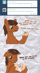 Size: 720x1318 | Tagged: safe, artist:dougboard, oc, oc:dusty (jitterbug-cafe), pony, tumblr:jitterbug cafe, floppy ears, male, solo, stallion