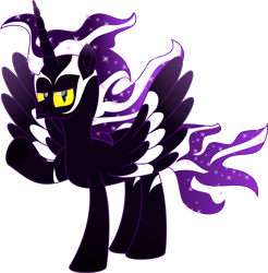 Size: 6660x6761 | Tagged: safe, artist:php178, derpibooru exclusive, oc, oc only, oc:eventide arcanum, alicorn, hybrid, pony, zebroid, .svg available, absurd resolution, alicorn oc, black coat, colored pupils, colored sclera, colored wings, ethereal mane, facial markings, galaxy mane, gradient mane, gradient tail, hoof heart, horn, inkscape, long horn, looking at you, male, movie accurate, multicolored mane, offspring, offspring's offspring, parent:oc:mystic fire, parent:oc:osyris, parents:oc x oc, purple, purple mane, purple tail, simple background, smiling, smiling at you, solo, sparkles, sparkly mane, sparkly tail, spread wings, standing, starry mane, striped mane, striped tail, svg, tail, tall, transparent background, two toned mane, two toned tail, two toned wings, underhoof, vector, waving, waving at you, wing markings, wings, yellow eyes, yellow sclera, zebra stripes