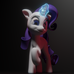 Size: 2160x2160 | Tagged: safe, artist:reinbou, rarity, pony, unicorn, g4, 3d, high res, looking at you, magic, magic aura, simple background, solo