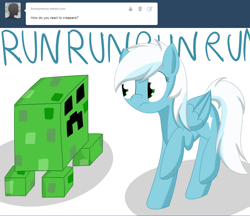 Size: 1280x1104 | Tagged: safe, artist:ask-fleetfoot, fleetfoot, pony, g4, ask-fleetfoot, creeper, crossover, minecraft, quadrupedal, shadow, simple background, solo