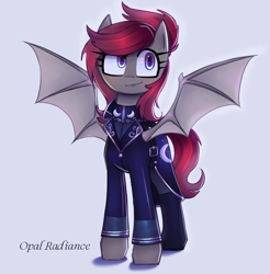 Size: 2800x2840 | Tagged: safe, artist:opal_radiance, oc, oc only, oc:vesper moon, bat pony, pony, equestria at war mod, bat pony oc, clothes, commission, high res, lunar empire, new lunar republic, simple background, solo, uniform, white background