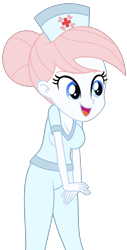 Size: 1718x3393 | Tagged: safe, artist:starcollider, derpibooru exclusive, nurse redheart, human, equestria girls, g4, .svg available, breasts, busty nurse redheart, cleavage, clothes, cute, female, hat, heartabetes, nurse, nurse hat, open mouth, simple background, solo, svg, transparent background, vector
