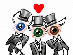 Size: 512x387 | Tagged: safe, pony, barely pony related, bloodshot eyes, eyeball, hat, heart, ponified, simple background, the residents, top hat, white background
