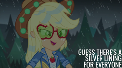 Size: 1920x1080 | Tagged: safe, edit, edited screencap, editor:quoterific, screencap, applejack, human, equestria girls, g4, inclement leather, solo