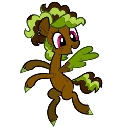 Size: 5000x5000 | Tagged: safe, artist:pilesofmiles, oc, oc only, pegasus, pony, g4, brown coat, colored wings, commission, cute, ear piercing, earring, freckles, fruit, jewelry, multicolored mane, multicolored tail, piercing, simple background, solo, tail, two toned wings, white background, wings