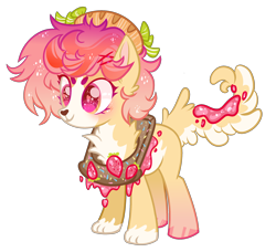 Size: 2640x2404 | Tagged: safe, artist:anno酱w, oc, oc only, dog, dog pony, hybrid, original species, base used, bow, bread, chest fluff, food, heart, heart eyes, high res, jam, paws, puppy, short hair, simple background, solo, strawberry, toast, transparent background, wingding eyes