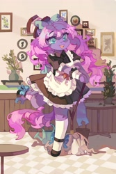 Size: 2732x4096 | Tagged: safe, artist:saxopi, oc, oc only, semi-anthro, arm hooves, clothes, cute, dress, female, maid, mare, solo