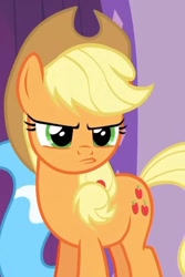Size: 746x1119 | Tagged: safe, screencap, applejack, pegasus, pony, applejack's "day" off, g4, angry, annoyed, applejack is best facemaker, applejack is not amused, applejack's hat, cowboy hat, cute, cute face, female, hat, jackabetes, madorable, mare, solo, spa, unamused