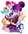 Size: 806x977 | Tagged: safe, artist:efuji_d, applejack, fluttershy, pinkie pie, rainbow dash, rarity, sci-twi, twilight sparkle, alicorn, earth pony, human, pegasus, pony, unicorn, equestria girls, g4, book, book of harmony, clothes, crystal prep academy uniform, cute, dashabetes, diapinkes, female, hair bun, jackabetes, kneeling, mane six, mare, necktie, raribetes, reading, school uniform, sci-twiabetes, shyabetes, simple background, sparkles, spread wings, tiny, tiny ponies, twiabetes, twilight sparkle (alicorn), twolight, white background, wings