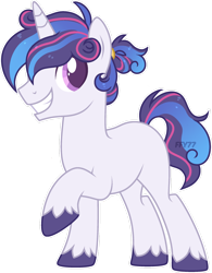 Size: 1280x1642 | Tagged: safe, artist:ffy77, oc, oc only, pony, unicorn, base used, grin, horn, male, offspring, parent:princess cadance, parent:shining armor, parents:shiningcadance, simple background, smiling, solo, stallion, transparent background, unicorn oc, watermark
