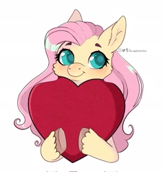 Size: 1943x2048 | Tagged: safe, artist:lululaozi, fluttershy, pegasus, pony, g4, blushing, cheek fluff, colored eyebrows, colored pupils, cute, female, heart, mare, shyabetes, simple background, solo, unshorn fetlocks, white background