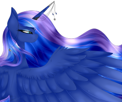 Size: 2400x2000 | Tagged: safe, alternate version, artist:angellightyt, artist:minelvi, princess luna, pony, g4, collaboration, eyelashes, female, high res, horn, horn jewelry, jewelry, mare, simple background, solo, stars, transparent background