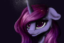 Size: 2621x1769 | Tagged: safe, alternate version, artist:minckies, oc, oc only, pony, unicorn, bust, colored, female, floppy ears, glowing, glowing horn, horn, magic, mare, smiling, solo, starry eyes, unicorn oc, wingding eyes