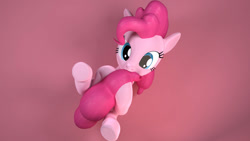 Size: 1192x670 | Tagged: safe, alternate version, artist:sugarcube-cake, pinkie pie, earth pony, pony, g4, 3d, biting, cute, diapinkes, female, lying down, nom, on back, solo, tail, tail bite