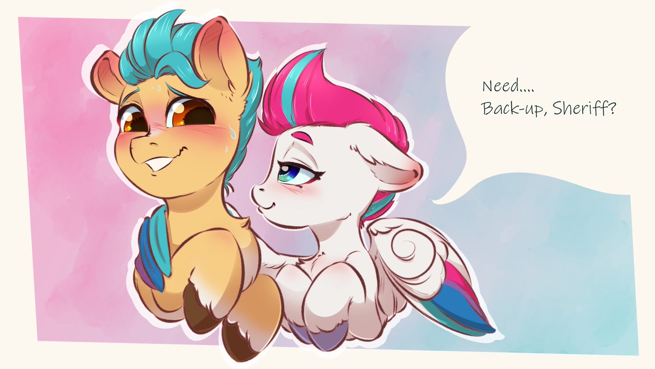 [bedroom eyes,blushing,chest fluff,cute,dialogue,duo,earth pony,female,flirting,floppy ears,g5,grin,hug,male,mare,nervous,pegasus,pony,safe,shipping,speech bubble,stallion,straight,text,unshorn fetlocks,winghug,wings,looking at each other,facial markings,eye contact,ear fluff,gradient background,lidded eyes,smiling,coat markings,blaze (coat marking),looking at someone,socks (coat markings),artist:inkypuso,hitch trailblazer,zipp storm,hitchzipp]