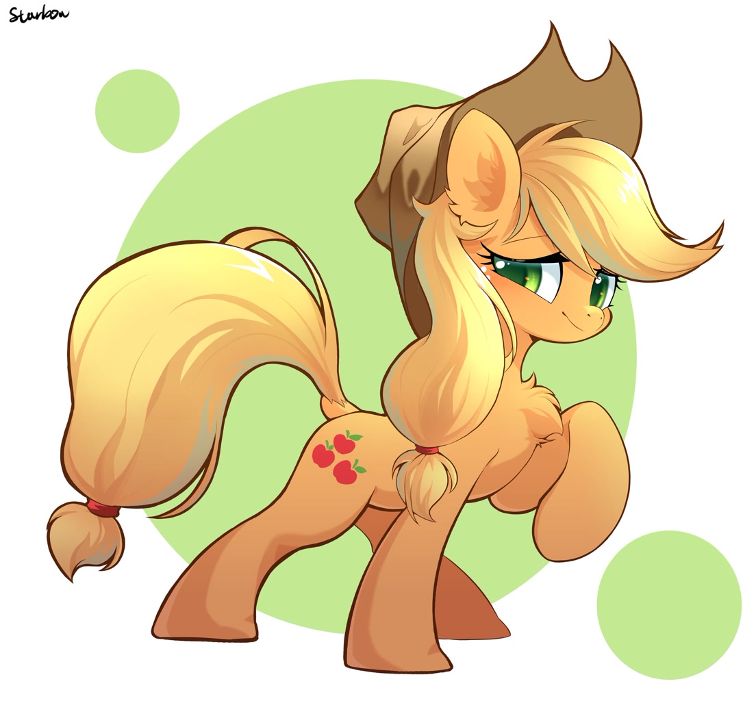 [applejack,applejack's hat,blushing,chest fluff,cowboy hat,cute,earth pony,female,freckles,hat,looking at you,mare,pony,raised hoof,safe,signature,simple background,solo,white background,ear fluff,jackabetes,smiling,smiling at you,artist:sione29031414]