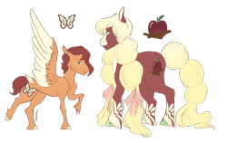 Size: 1906x1203 | Tagged: safe, artist:caliartshow, oc, oc only, earth pony, pegasus, pony, braid, braided pigtails, braided tail, colored wings, colored wingtips, duo, female, freckles, height difference, male, mare, offspring, parent:big macintosh, parent:fluttershy, parents:fluttermac, pigtails, siblings, signature, simple background, spread wings, stallion, tail, transparent background, twintails, wings