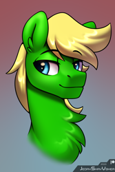 Size: 2000x3000 | Tagged: safe, artist:jedayskayvoker, oc, oc only, oc:fault breccia, pony, blue eyes, bust, chest fluff, cute, ear fluff, gradient background, high res, icon, male, portrait, smiling, solo, stallion