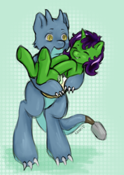 Size: 2480x3508 | Tagged: safe, artist:kirari_chan, oc, dragon, pony, unicorn, baby, commission, commission example, commission open, cute, diaper, diaper fetish, duo, fetish, high res, holding a pony, horn, horns, long tail, looking at each other, looking at someone, oc x oc, pissing, shipping, simple background, sketch, smiling, smiling at each other, standing, tail, unicorn oc, urine