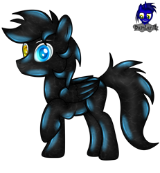 Size: 3840x4154 | Tagged: safe, artist:damlanil, oc, oc:cloudy days, latex pony, original species, pegasus, pony, blue sclera, commission, cute, happy, heterochromia, latex, living latex, male, raised hoof, rubber, shiny mane, show accurate, simple background, smiling, solo, stallion, symbiote, transparent background, vector, wings
