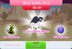 Size: 1263x857 | Tagged: safe, gameloft, buffalo bull, bull, g4, my little pony: magic princess, bundle, bush, cloven hooves, costs real money, english, horns, magic coins, male, mobile game, numbers, sale, solo, text