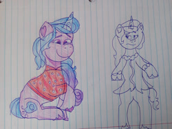 Size: 1032x774 | Tagged: safe, artist:starrscout-23, izzy moonbow, pony, unicorn, g5, clothes, dress, heart ears, lined paper, polka dots, traditional art
